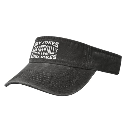 Sun Visor Hats My Jokes are Officially Dad Jokes Adjustable Ball Caps Empty Top Baseball Running Tennis for Men Women Outdoor Travel Beach Black