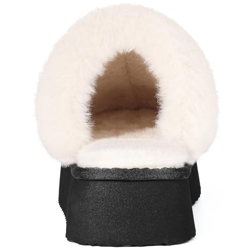 Image of Litfun Fuzzy Memory Foam Slippers for Women Indoor Outdoor House Shoes