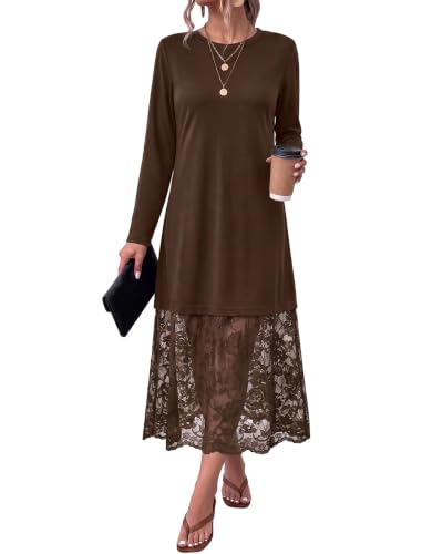 Vestidos midi de encaje patchwork para otoño J - image 1