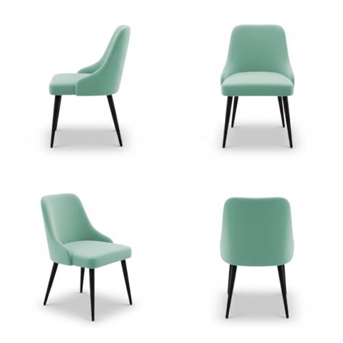 Image of Finch Fox Taskpro Modern Unique Velvet Upholstered Seating Living Room Dining Chair with Black Metal Legs in Pista Color
