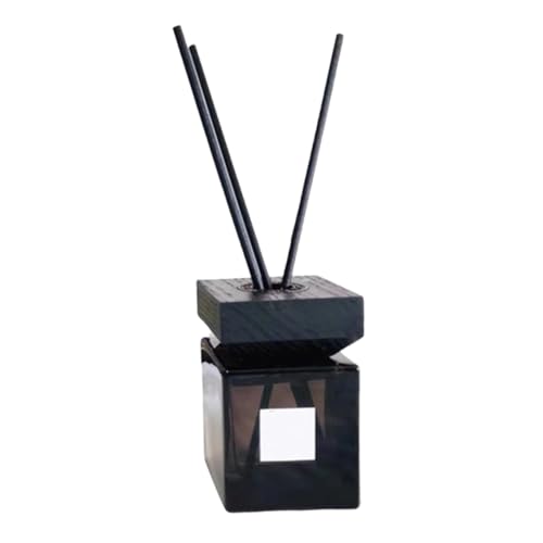 MALUGOGO Botella difusora de vidrio recargable para aromaterapia con tapa de madera de cera y varillas de junco, tarro de almacenamiento de aceites esenciales para decoración y uso de fragancias en el