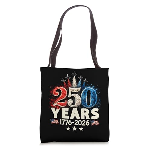 Bolso tipo tote con bandera estadounidense y conmemoración del 250.o aniversario de la independencia (1776-2026), 4 de julio miniatura 1