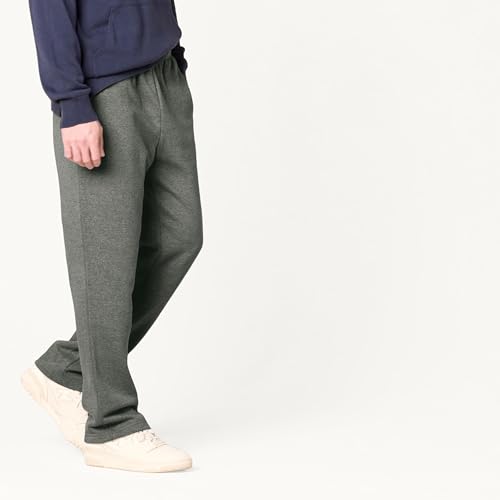 Amazon Essentials Men's Relaxed Fit Fleece Open Bottom Sweatpant with Elastic Waistband, Lounge Pants (Available in Big & Tall), Medium Grey Heather, Large
