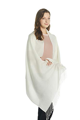 EURKEA Womens Scarf Pashmina Silky Soft Shawls Wraps Stole for Evening Wedding and Gift Cream