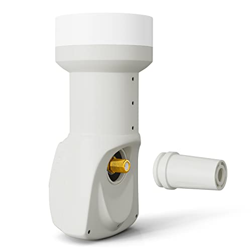hb-digital Single LNB (Test SEHR GUT *) LNC Kopf 1 Teilnehmer Direkt LTE Protected Satelliten Digital Sat Full HD TV 3D 4K UHD Kontakte vergoldet Wetterschutz Weiß White