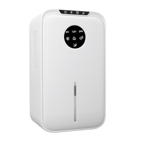 HELEVIA Deshumidificador, Potente con Manguera de Drenaje, Silencioso, Pequeño, Portátil, 40 Oz/día, 800 Pies Cuadrados, para el Hogar, Dormitorio, Baño, con Apagado Automático, Luz (Enchufe europeo)