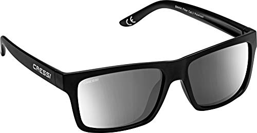 Cressi Bahia Sunglasses Gafas De Sol Deportivo, Unisex adulto, Negro/ Lentes espejados
