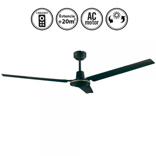Bilake Ventilador de Techo Industrial 142 cm Grande económico sin luz para Exterior terraza en Color Blanco, Negro y Diferentes mandos
