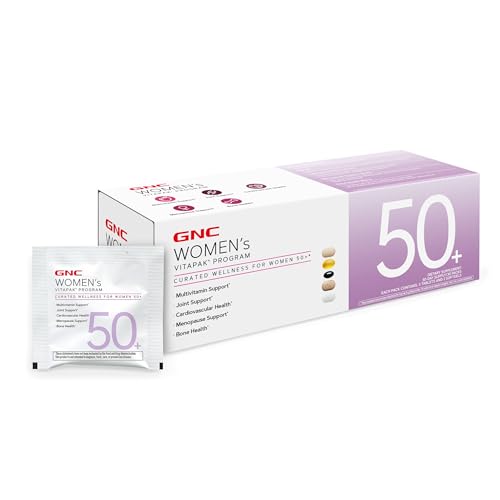 GNC Womens 50+ Vitapak 5-in-1 Multivitamin Pack Healthy Hormones Brain Health Metabolism Bone Strength Edible Dietary Supplement 30 Servings
