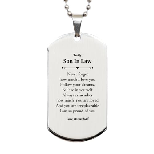 To My Son In Law Silver Dog Tag Graduation Gifts