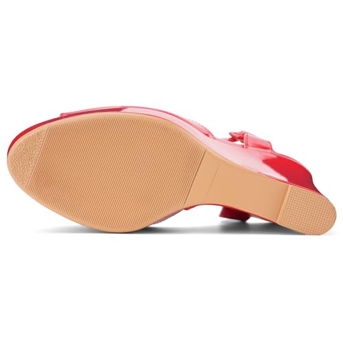 Image of Women's Dressy Platform Wedge Sandals Gold Wedges Peep Toe Patent High Heels Slingback Heeled Comfortable Ankle Strap Shoes