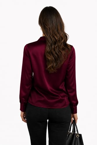Image of Cuban Collar Cuffed Sleeves Formal Satin Shirt Style Top