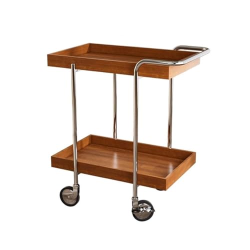 eexbz Sofa Living Room Stainless Steel Storage Rack Household Movable Cart Wood Color Sofa Side Table Sofas for Living Room