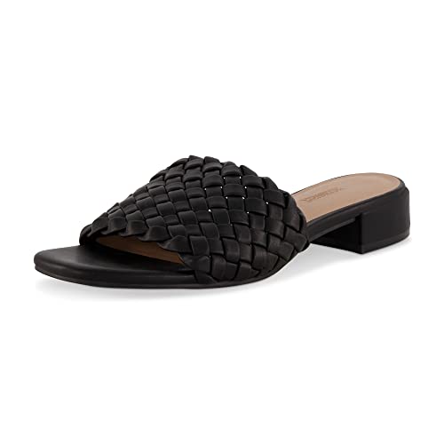CUSHIONAIRE Women's Nerida woven low block heel sandal +Memory Foam, Black 7.5 by CUSHIONAIRE - Used condition - US$26.51