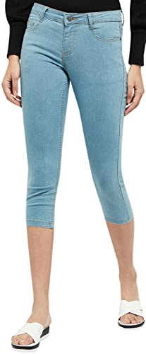Image of Max Women High Rise Stonewashed Regular Fit Denim Capris