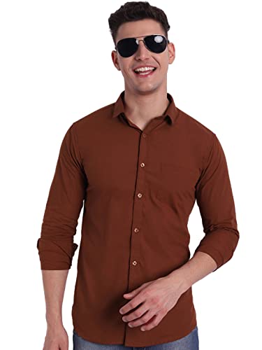 Image of Majestic Man Men's Cotton Slim Fit Solid Casual Shirt