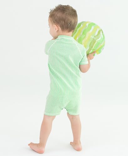 Image of RUGGEDBUTTS Baby /Toddler Boy Swimsuit, One Piece Zipper Rash Guard Sunsuit with UPF 50+ Sun Protection