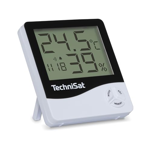 TechniSat IMETEO M1- digitales Thermo-Hygrometer mit Uhrzeit Anzeige (Kontrolle von Temperatur und Luftfeuchtigkeit in Innenäumen, Min-/Max-Werte der...