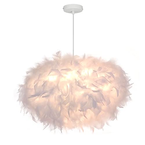 45 cm/17,8 Zoll ellipsoide weiße Feder-Pendelleuchte, Feder-Lampenschirm,...