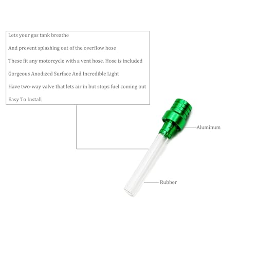 Image of PRO BAT 10 Pack CNC Gas Fuel Tank Cap Valve Vent Breather Hose Gas Tank Cap Vent for Dirt Bike Pit Bike ATV All Factory CRF XR CR All Quads All Off-road Motorcycle, Green