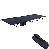 HUFIREHU Letto Campeggio Lettino Pieghevole Sdraio da Esterno Lettini da Spiaggia Pieghevoli Portatili Brandina da Campeggio Adatto per Il Campeggio E Il Pisolino(Black,Storage Bag)