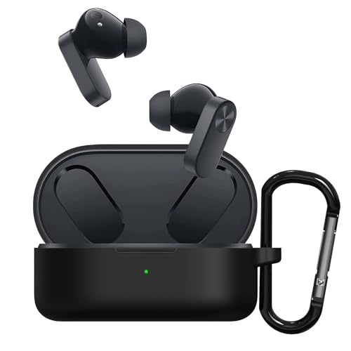 Image of Sounce Silicone Protective Case Cover for OnePlus Nord Buds 2, Anti Fall Anti Dust, with Hook Earphone Case (Black)