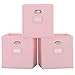 YOUDENOVA Aufbewahrungsbox 3er Pack, Hohlplatte Eingesetzt Ohne Geruch, Spielzeug Aufbewahrung Kinderzimmer mit Etikettenhalter, Faltbox für Kinder 28x28x28 Hell Pink
