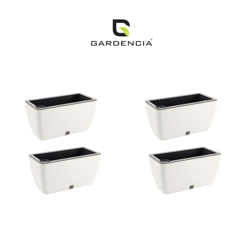 Image of GARDENCIA Self Watering Flower Pots for Outdoor Indoor Gardening /Rectangle Big Plant Pot with Polypropylene UV Material /Decorative Modern Gamla (Recta Big White, Pack of 4)