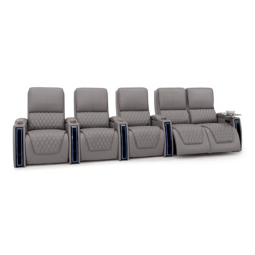 Image of Seatcraft Apex Home Theater Seating Gray Row of 5 Right Loveseat