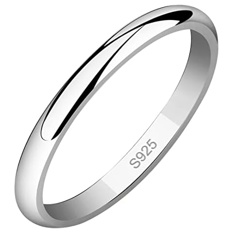 Meixao Unisex Solid 925 Sterling Silver Highly Polished Wedding Ring 2mm Band In Sizes J-Z (K) Cover