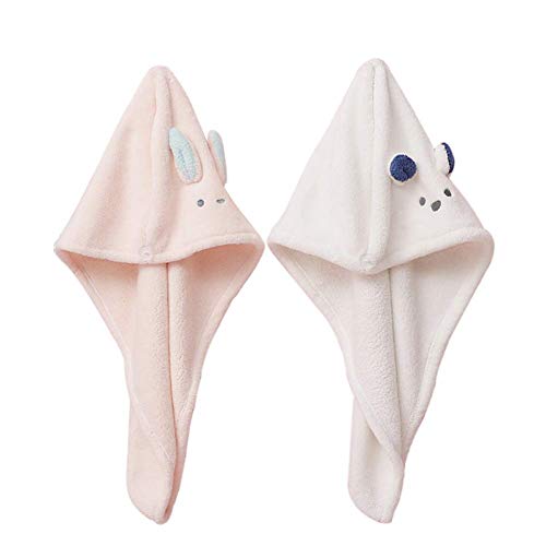 Microfiber Hair Towel Hair Towel Wrap Cute Hair Drying Towel Hair Turban Turie Twist Hair Turban For Curly Hair,Accessories For Girl Women,2 Pack(Pink&White)
