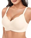 ZAAYO Reggiseno da donna con coppe piene senza ferretto, reggiseno senza cuciture, scollo a V, taglio ondulato, imbottito, reggiseno push up, senza ferretto, con ulteriore estensione del reggiseno