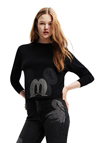 Desigual Women's Woman Flat Knit Thin Gauge Pullover, Black, Xl #TOP2