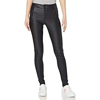 Only ONLROYAL HW Coated Button Pant PNT RP Pantalón, Black, M/32 para Mujer