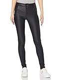 ONLY Damen ONLROYAL HW Coated Button Pant PNT RP Hose, Black, XS/32