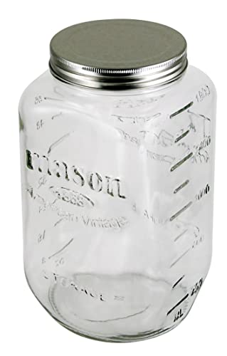 Grant Howard Mason Classics Glass Storage Jar, Metal Emboss Top,