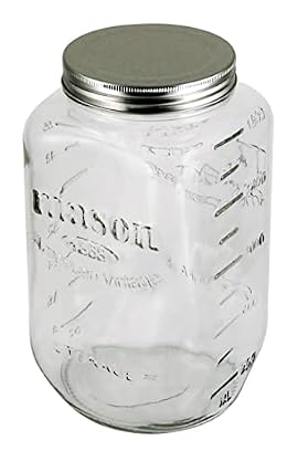 Grant Howard Mason Classics Glass Storage Jar, Metal Emboss Top, 64 Ounces, Food Storage Canning Container, Clear, Clear Lids,Silver, 52147