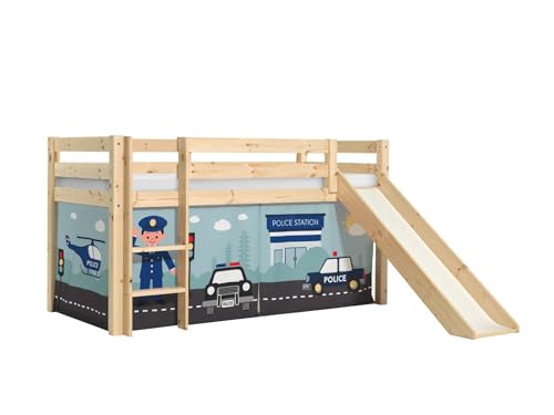 möbelando Spielbett >Pino< in Kiefer massiv Natur lackiert - 210x114x218 (BxHxT)