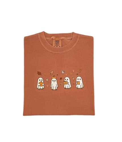 Embroidered Spooky Fall Ghosts Sweatshirt - Vintage Halloween Pumpkin Season Shirt, Ghost And Pumpkin Top for Her Multi