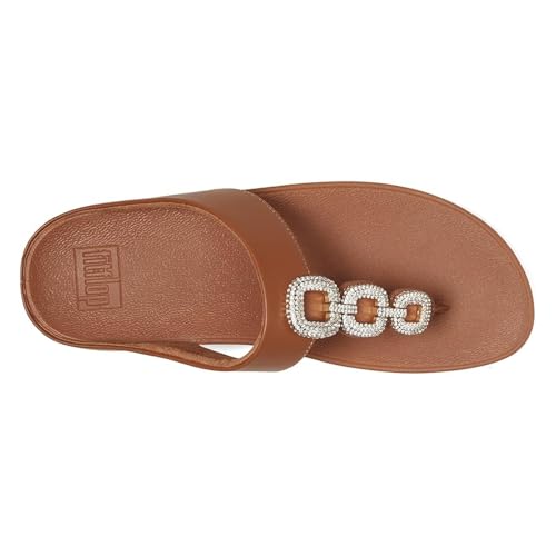 FitFlop Women's Fino Crystal-Chain Leather Toe-Post Sandals Wedge4