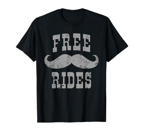 Free Moustache Rides Funny Vintage T-Shirt