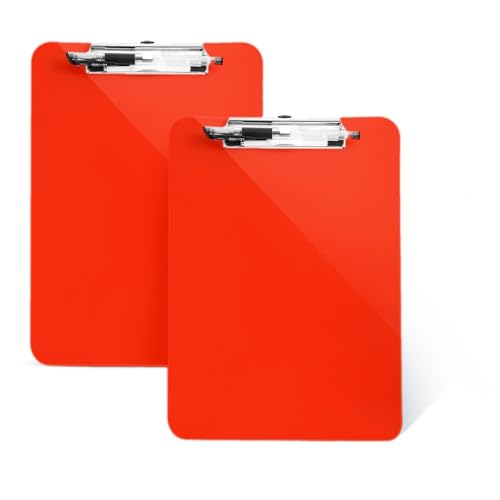 2 PCS Red Plastic Nursing Clipboards,Clip Boards 8.5x11 with Pen Holder