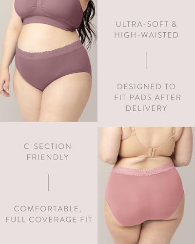 Kindred Bravely High Waist Maternity Underwear for Women and Postpartum Underwear 5 Pack (1X, Neutrals)4