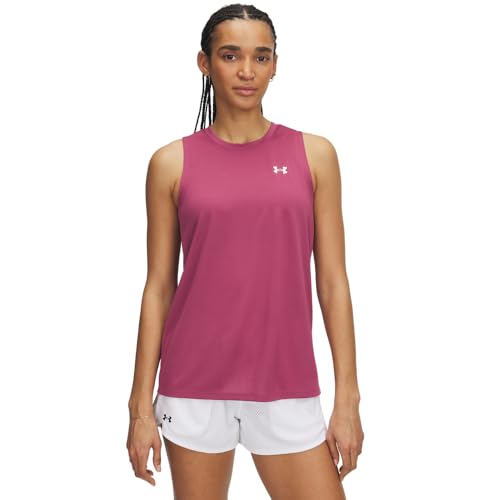 Under Armour Women's Tech Tank Top, (659) Fuchsia Dusk / / White, Small