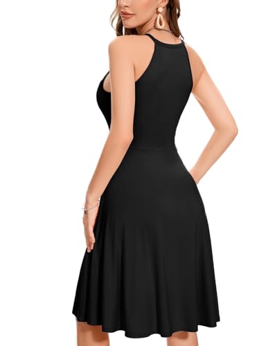 Image of ANYFITTING Built in Bra Halter Dresses for Women 2026 Summer Pockets Dress Flowy Midi Sundresses Beach Vacation