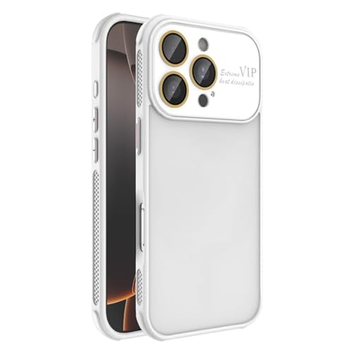 For IPhone 17/17 Pro/17 Air/17 Pro Max用スリムケース、フロスト加工の放熱性電話ケース、オールインクルーシブレンズ保護カバー付き,17pro,White
