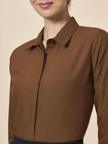 Image of Style Quotient Women Black Cotton Blend Formal Long Sleeve Shirt