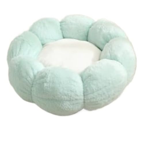 Qinaaiu ペット ベッド 犬 クッション 丸い形の犬猫用ベッド ドーナツ もこもこ ふわふわ 可愛い 花型 暖かい ラウンド ふかふか 寝床 丸洗い可 小型 猫 兼用 フラワーネストキャットガード付きで毛布付き 滑り止め 防寒 ソファ ペット用品 (