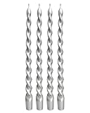 Viyffo Spiral Taper Candles 12 Inch – 4 Pack Silver, Dripless, Unscented, Smokeless – 9 Hour Burn – Tall Candlesticks for Wedding, Dinner, Holiday, Party, Home Decor