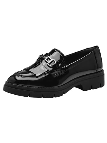 Tamaris Damen Slipper Vegan; Black PATENT, EU 40